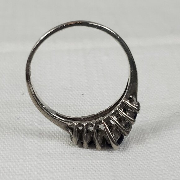 925 Silver Purple & Clear Stone Ring Antique Style Raised Setting Sz 21mm US 10 - Picture 8 of 12